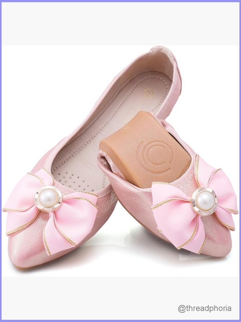 Foldable Ballet Flats Rhinestone Pointed Toe Comfort Slip On Loafers Bridal